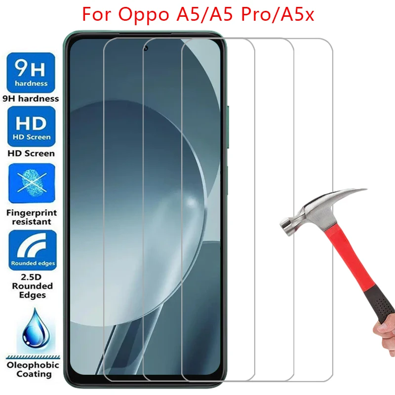 Película protetora de tela para Oppo A5 Pro A5X, vidro temperado protetor para Oppo A5, A5X, 5X, 5A, A5Pro 4G 5G, filme protetor para Oppo A5Pro AX5
