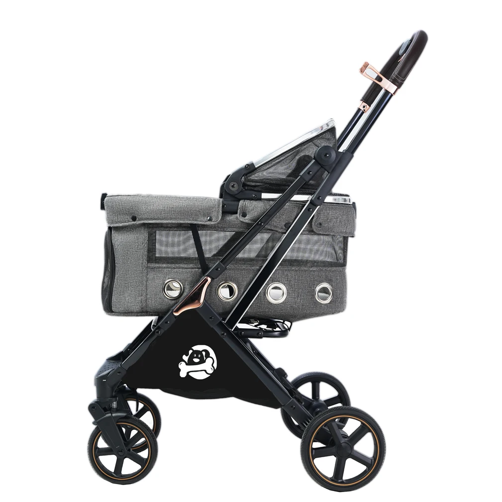 STLFSmall One-Key Folding Dog Stroller Aluminum Frame with 4 Wheels Made of Oxford Material