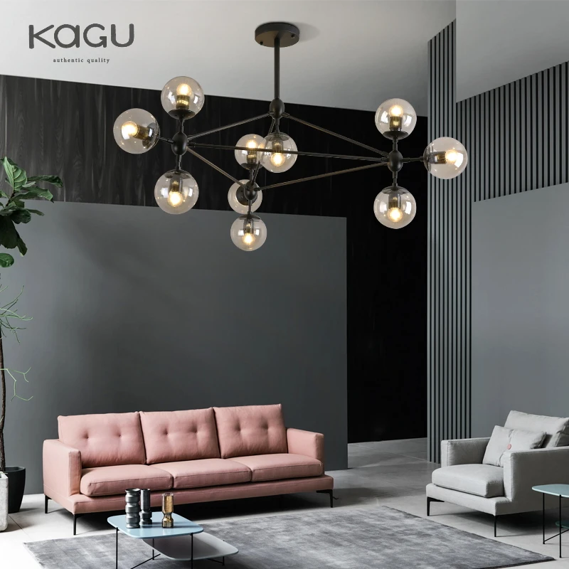 Modern Minimalist Living Room Bedroom Lamp Glass Ball Chandelier Creative Industrial Clothing Store Lighting Decoration