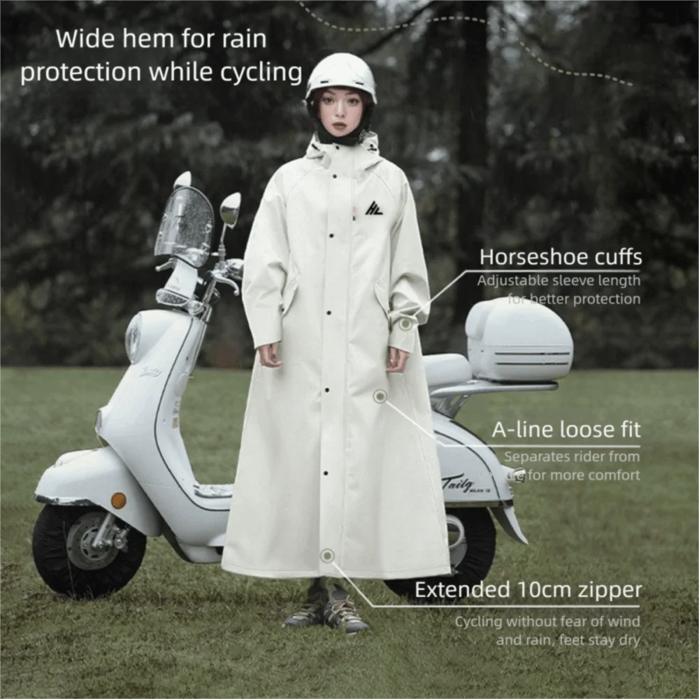 

Long Length Electric Vehicle Poncho Hooded Design With Zipper Waterproof Rain Poncho One-Piece Suit Impermeable Material