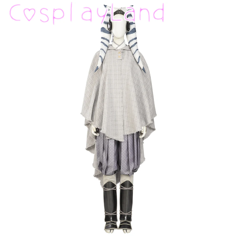 SW Ahsoka Tano Costume Cosplay Outfits With Headwear And Cloak Women Cosplay Accessories Halloween Carnival Comic Con Full Set