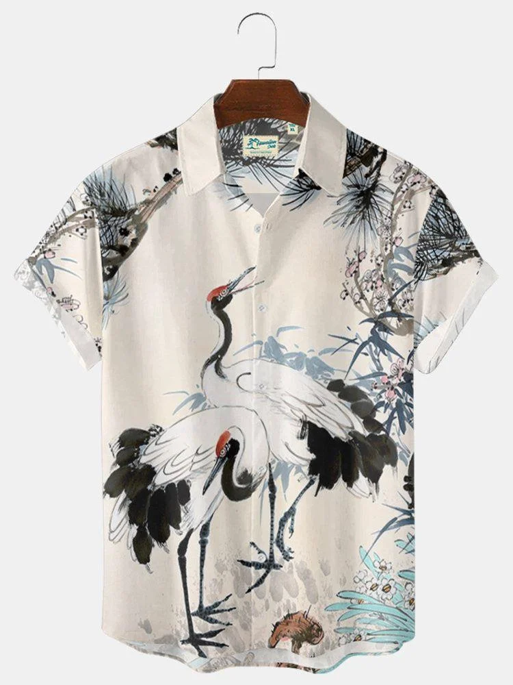 2023 Summer Chinese Style Men's Shirt Short Sleeve Hawaiian Oversized Y2k Tops Clothes Streetwear Dazn High Quality Luxury Sale