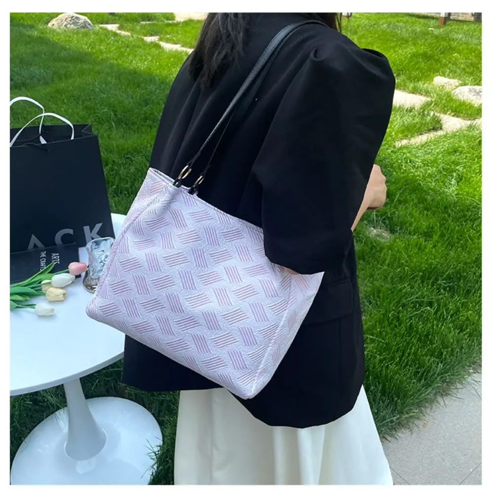 Fashion Canvas Tote Bag Zipper Large Capacity Shoulder Bag Practical Casual Shopping Bag Woman