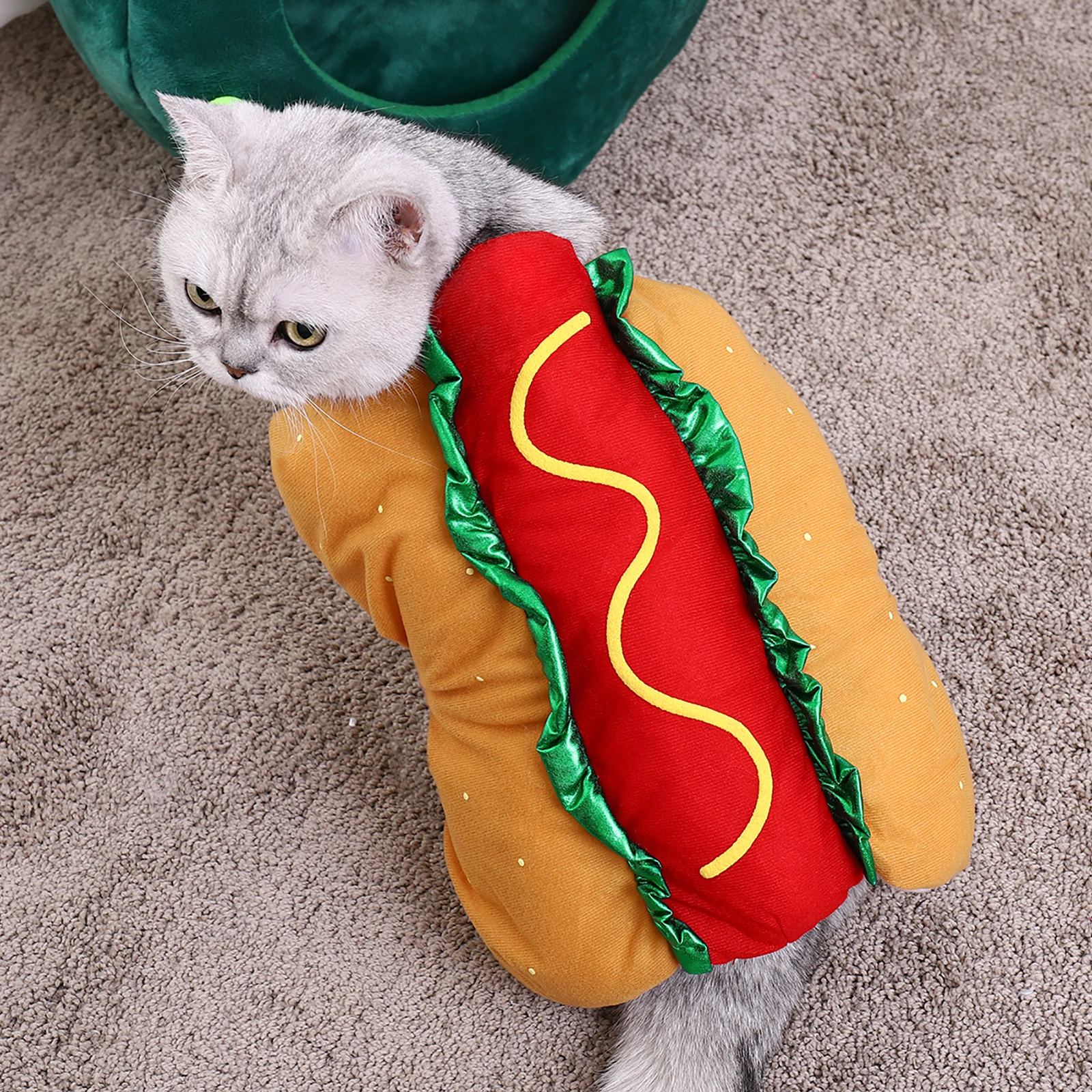

Hot Uniform Cat Suit Funny Dress Up Party Carnival Clothing Pet Suit Hot Dog Costume Pet Dress Up Clothing Small Size S