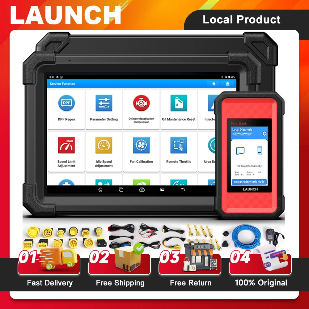 

LAUNCH X431 V+ Smartlink HD Heavy Duty Truck Diesel OBD Scanner D-P-F Regen Bi-Directional Test ECU Coding Diagnostic Scan Tool