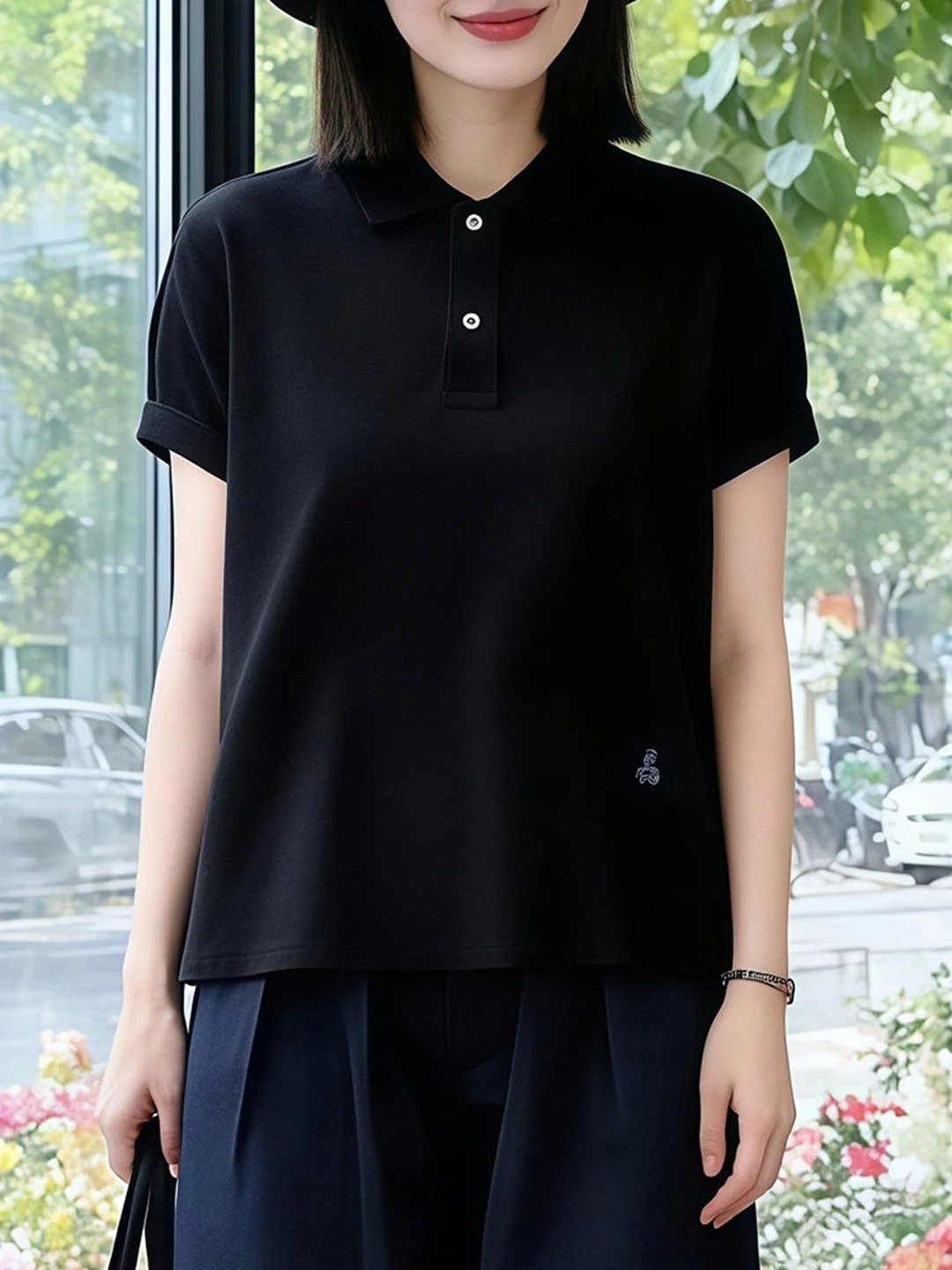 Korean Style Casual Pure Cotton  Neck Short Sleeve T-Shirt Women Summer Large Size Loose Top Simple Versatile Commute Fri...