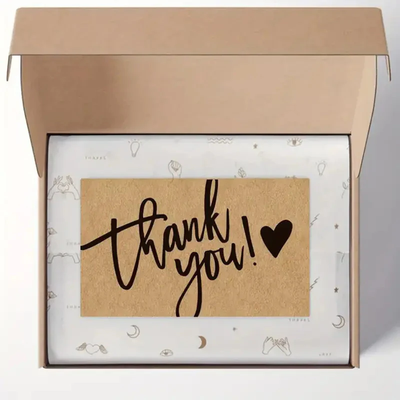 50Pcs Vintage Kraft Paper Thank You Cards Greeting Cards For Teacher's Day And Mother's Day To Express Gratitude