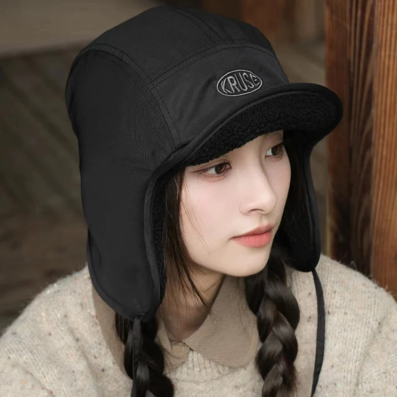 Ins Fashion Velvet Bomber Hats for Men and Women Autumn and Winter Outdoor Cycling Cold-proof and Warm Ear Protection Flying Cap