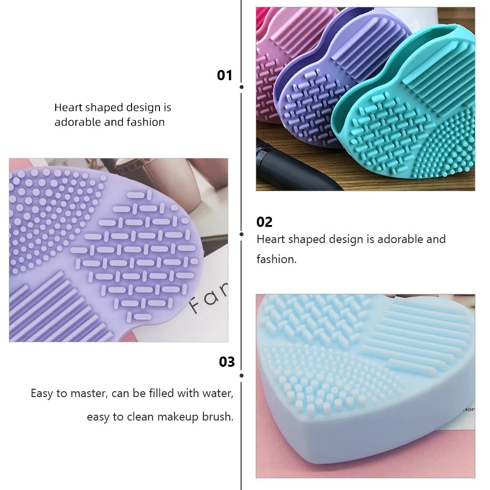 6Pcs Silicone Makeup Brush Cleaning Pad Heart Shaped Portable Cleansing Tool Easy to Clean and Use Brush Cleaner Mat