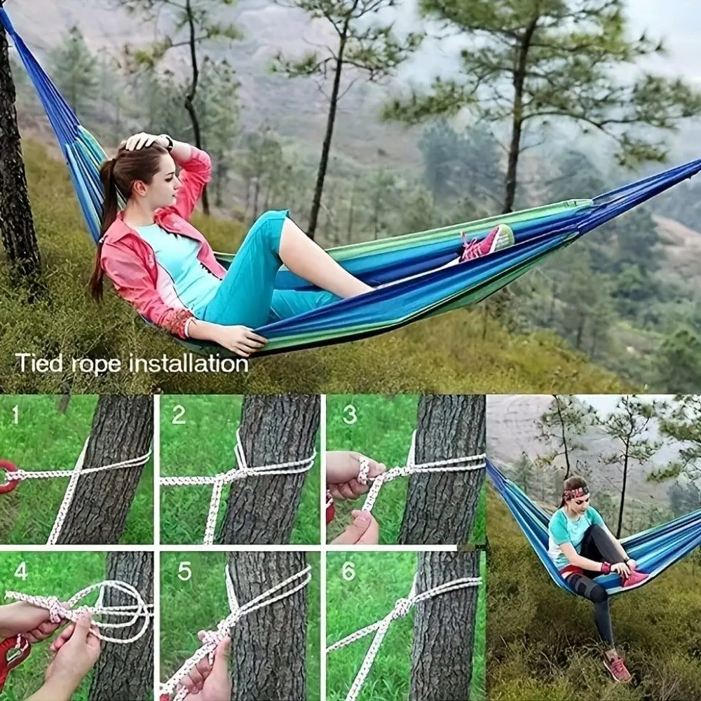 

Person Hammock Indoor Outdoor Portable Hammock Includes Hanging Ropes, Storage Bag, Suitable For Camping, Travel And Hiking Han