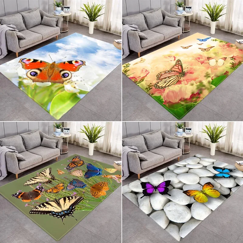 butterfly flower 3D print carpets for living room bedroom area rug home hallway decor carpet kids room Play crawl tent floor mat