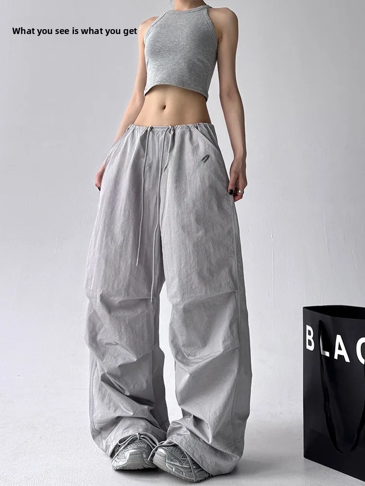 

Casual Wide Leg Pants Women's Loose Fit Printed Outdoor American Sle Summer New Trend Brand High Waist Long Cotton Blend