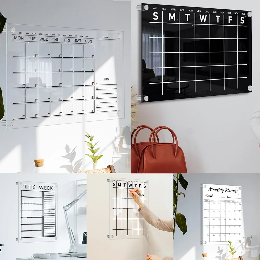 Wall Note Board Acrylic Calendar Personalized Dry Erase Board,Horizontal Wall Calendar,Monthly and Weekly Calendar,Planner Board