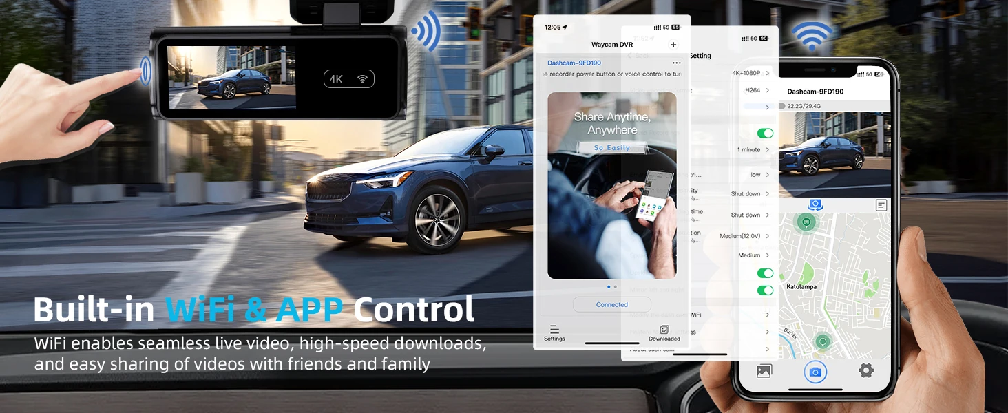 Aprilboy K6 WIFI Dash Cam 4K Mini AUTO DVR Vorne und Hinten Dual Objektiv Mit 1080P Black Box zimmer Nachtsicht Kamera Parkplatz Monitor – Detail 13