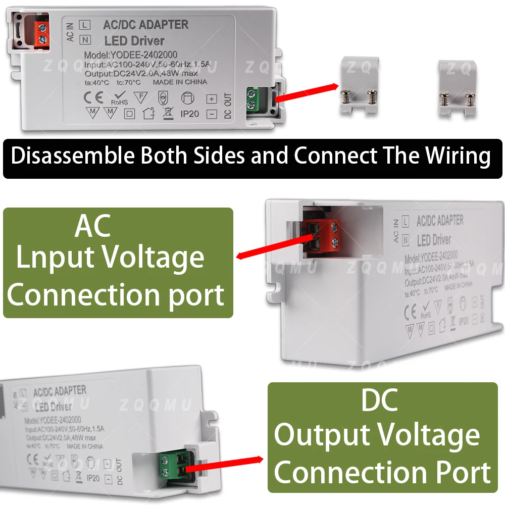 1PCS LED Transformer AC100V-240V To DC 24V Constant Voltage Power Supply 12W 24W 30W 48W For LED Strip Light Driver Adapter