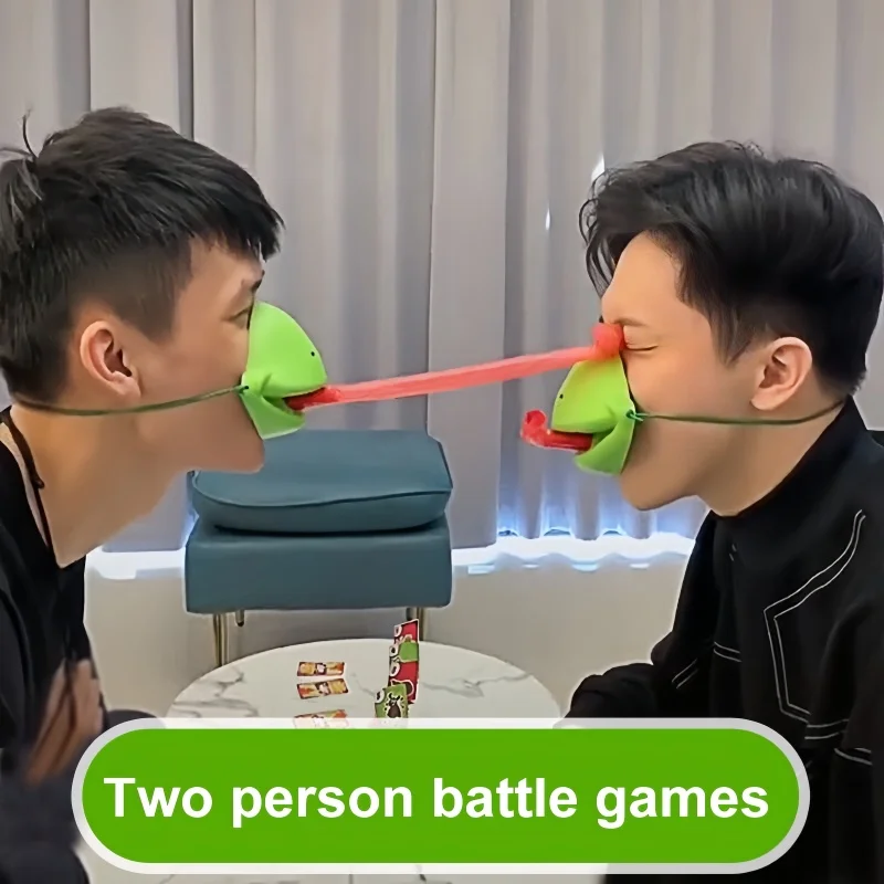 Frog Mask Toy Frog Tongue Sticker Fun Card Board Game Parent Child Competition Interactive Table Party Funny Toy Birthday Gift