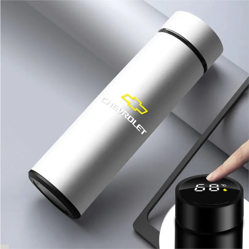 500ml Portable Car Smart Thermos Bottle Temperature Display Cup Coffee Cups For Chevrolet Cruze SS Z71 Impala Sonic Spar Malibu