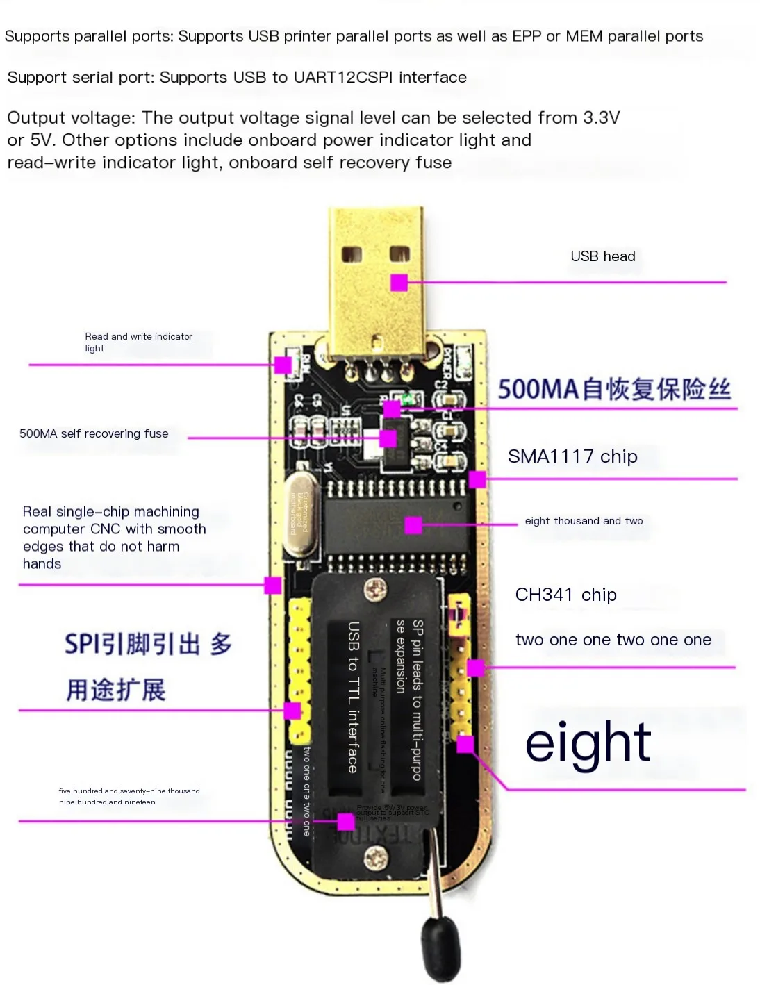 CH341 Programmierer USB Mainboard Router LCD BIOS/FLASH/24/25 Writer – Detail 3