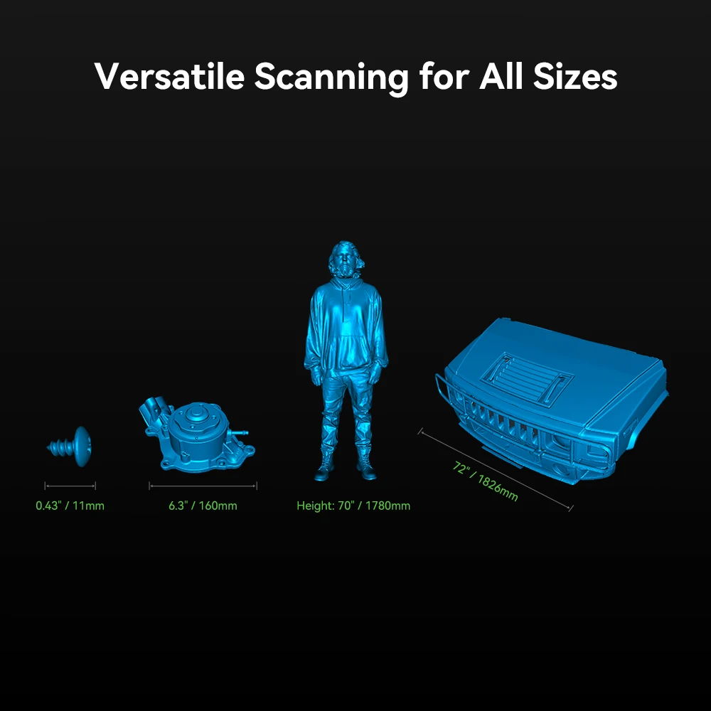 CR-Scan Raptor 3D Handheld Scanner Blauw Licht Anti-Shake Tracking Snel 60FPS Scannen Nieuwe staat FDM-gieten met PLA-ondersteuning