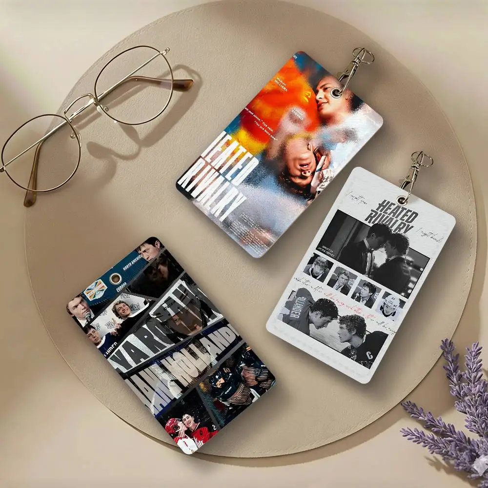 Popular TV Heated Rivalry PU Leather Card Holders Anti-lost Student ID Protective Cover Cases Campus Access Cards Key Chain