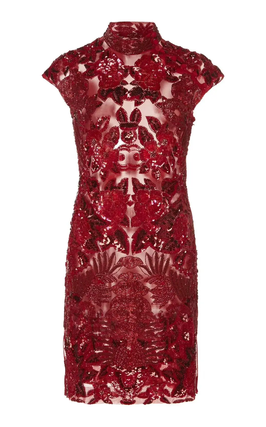 New Arrival Zuhair murad High Neck Dark Red Bead Short Length فساتين السهرة vestidos de fiesta  فساتين سهره evening dresses