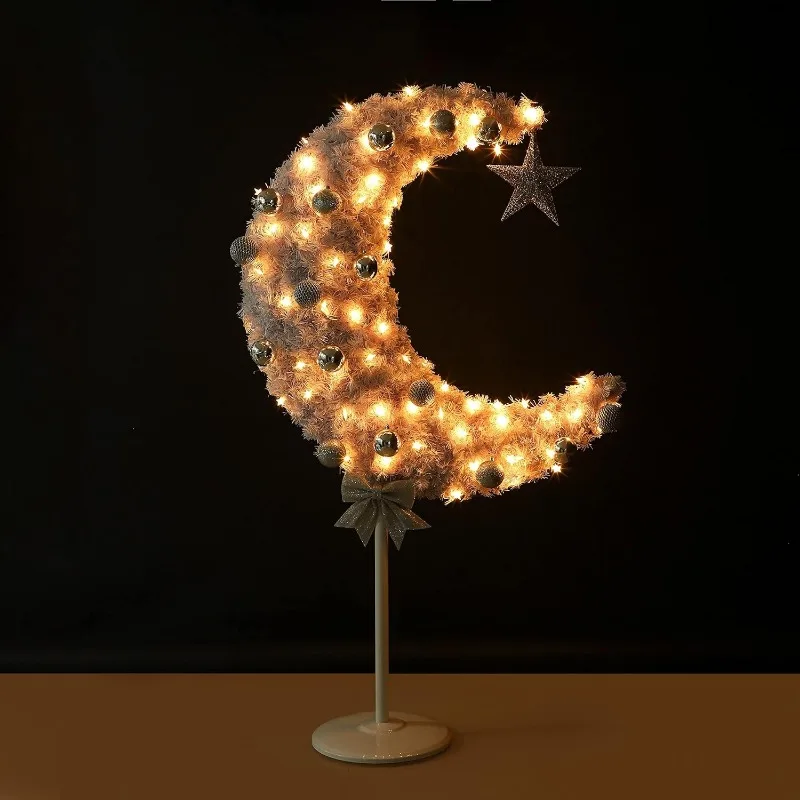 6FT 120 LED Lighted Eid Ramadan Tree Handmade Mubarak Muslim Islamic Crescent Moon Star Artificial