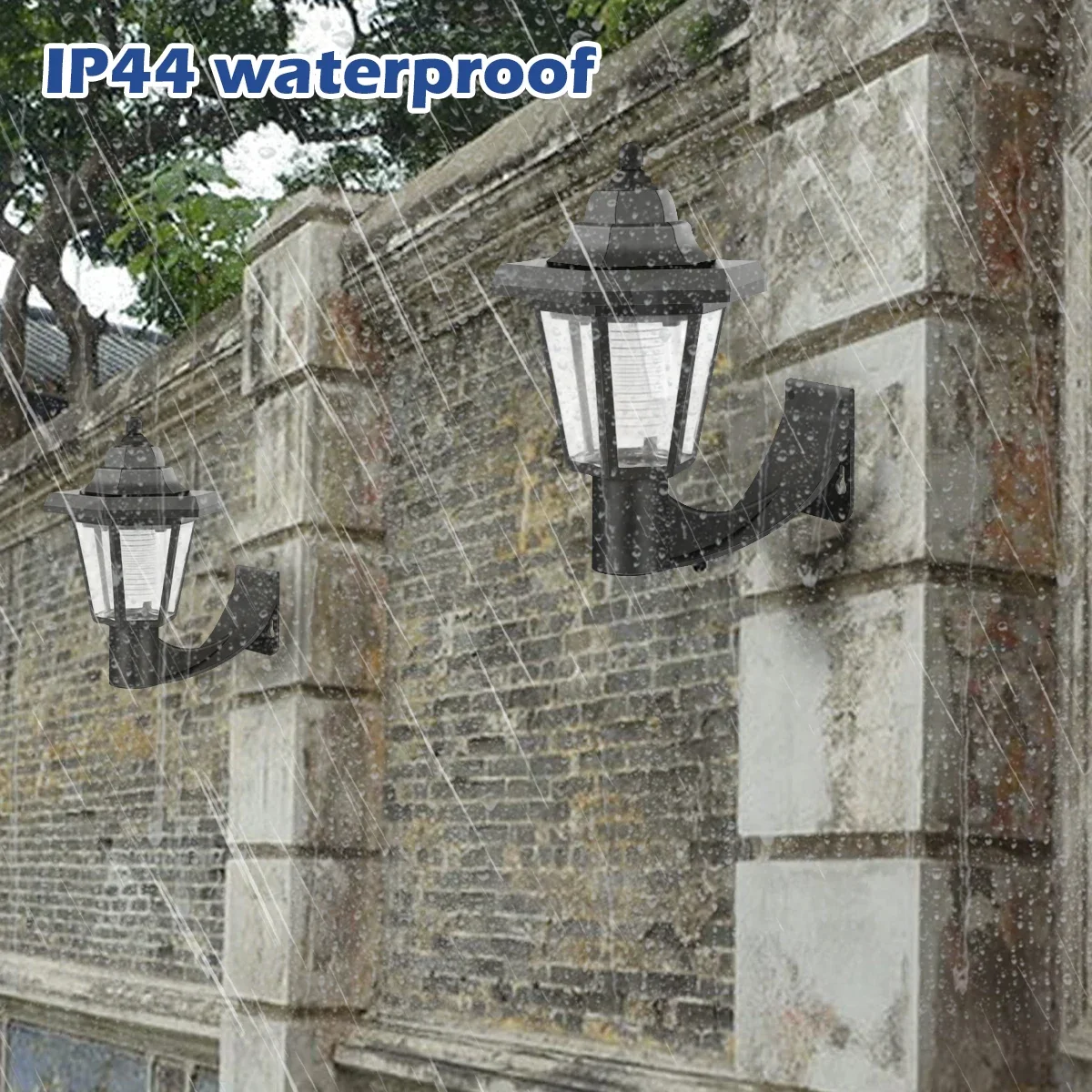 2Pcs Solar Wand Licht Outdoor Solar Sechseckigen Licht IP44 Wasserdichte Solar Zaun Licht Auto On/Off Retro LED wand Lampe für Garten