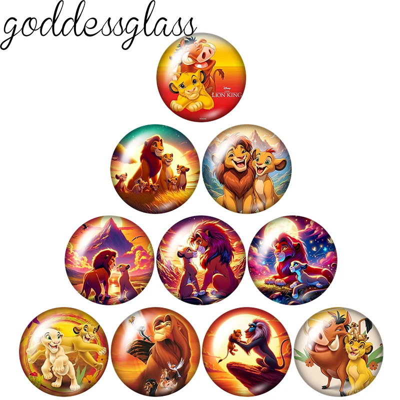 Lion King Simba Family Mufasa Timon Pumbaa 12mm/18mm/20mm photo glass cabochon flat back making findings for keychain Jewelry