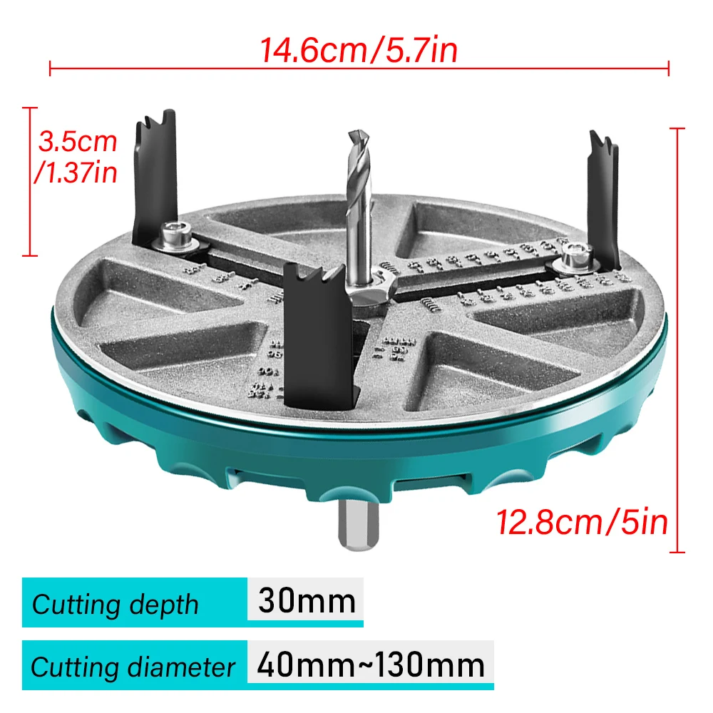 Multifunctional Hole Opener Electric Drill Puncher Adjustable Woodworking Saw Opener Diameter 45mm-130mm Cutting Thickness 30mm