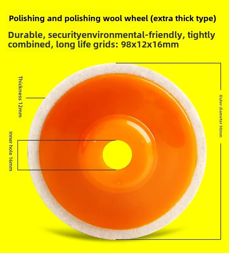 Angle Grinder Wool Felt Wheel Pad Kit for Polishing Ceramic Tiles and Stainless Steel, Premium Buffing Pad