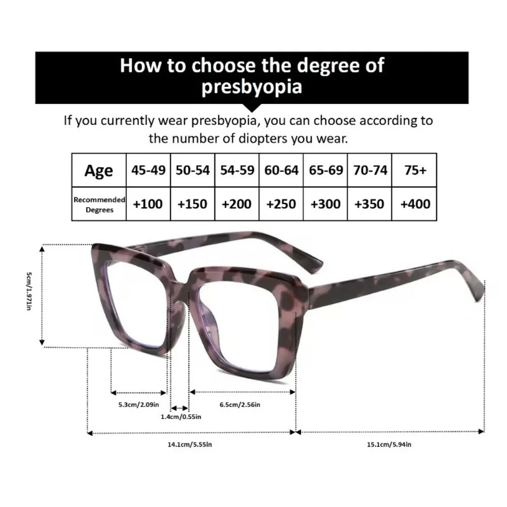 15 pairs of oversized square women's leopard print presbyopia, anti-eye fatigue, smart and comfortable + 1.0 to + 4.0, suitable for daily and office use, recommended Christmas and Halloween gifts, random colors - image 4
