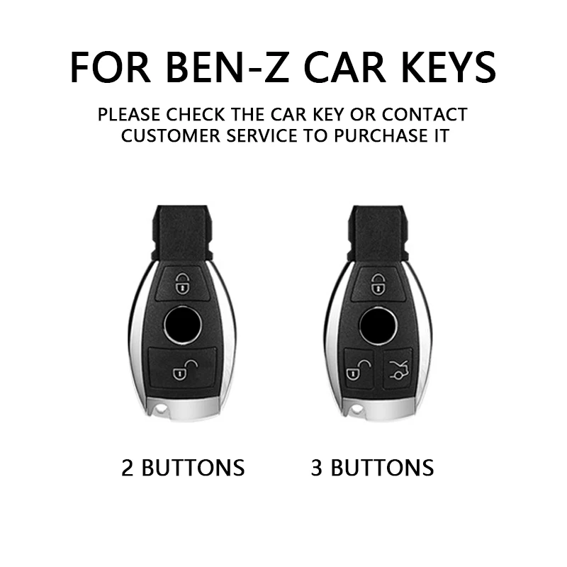 Zinc Alloy + Leather Car Key Fob Case For Mercedes Benz A B C E G W Class W203 W204 W205 W210 W211 W212 W221 Key Shell