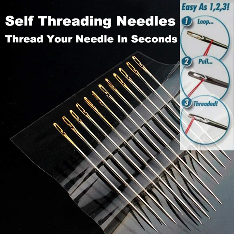 12/24Pcs Sewing Needles Holder Storage Case Wooden Needle Case Self-Threading Sewing Needles DIY Craft Sew Stitching Embroidery