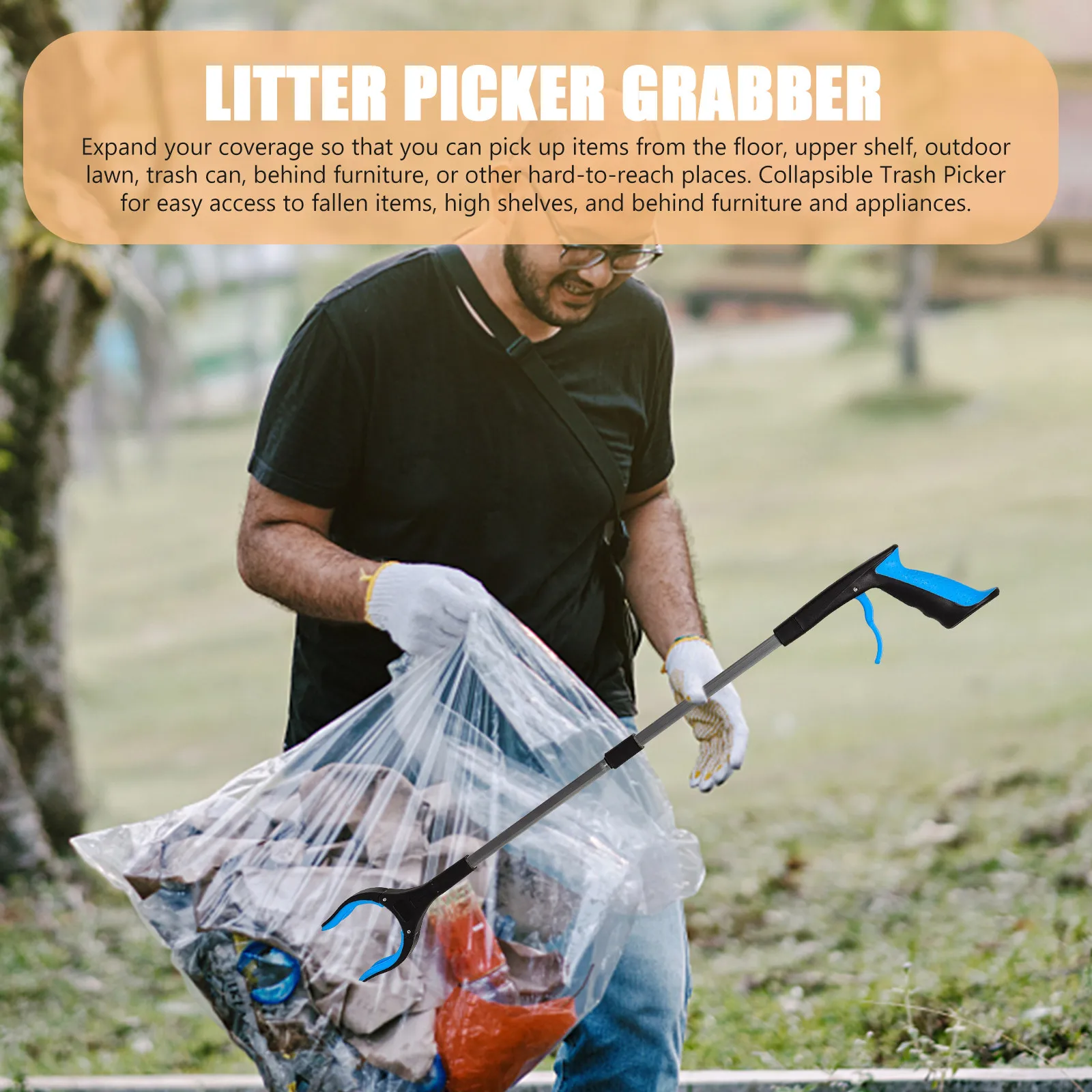 Foldable Trash Picker Grabber Tool Heavy Duty Non-Slip Ergonomic Handle for Elderly Arthritis Recovery Reaching Assist Litter