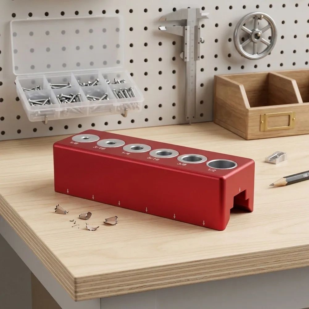 6 Hole Woodworking Drilling Positioning Plate for Accurate Cabinet Construction and Shelf Installation 21x5x3cm