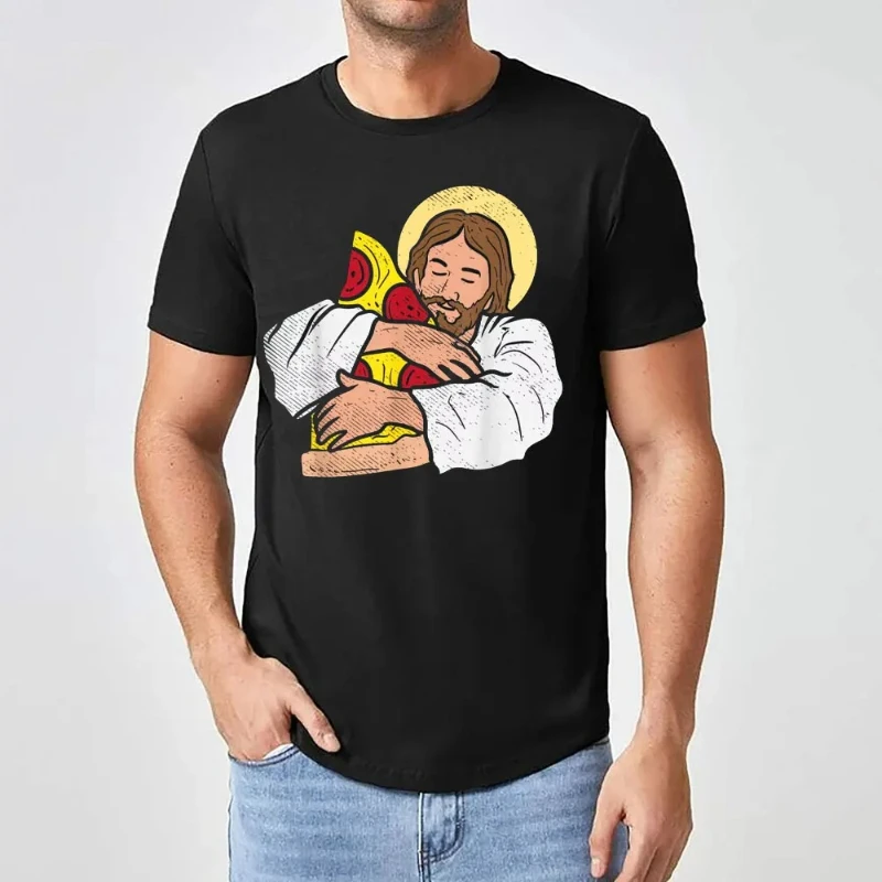 Nueva llegada amante de la comida Jesús Pizza divertido Dios Cristo merienda regalo cristiano camiseta Vintage clásico Harajuku camisetas gráficas