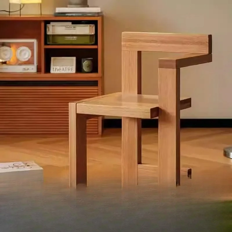 Modern Solid Wood Building Block Chair Vintage Inspired Simplistic Leisure Dining Chair Design Creative Accent Seat
