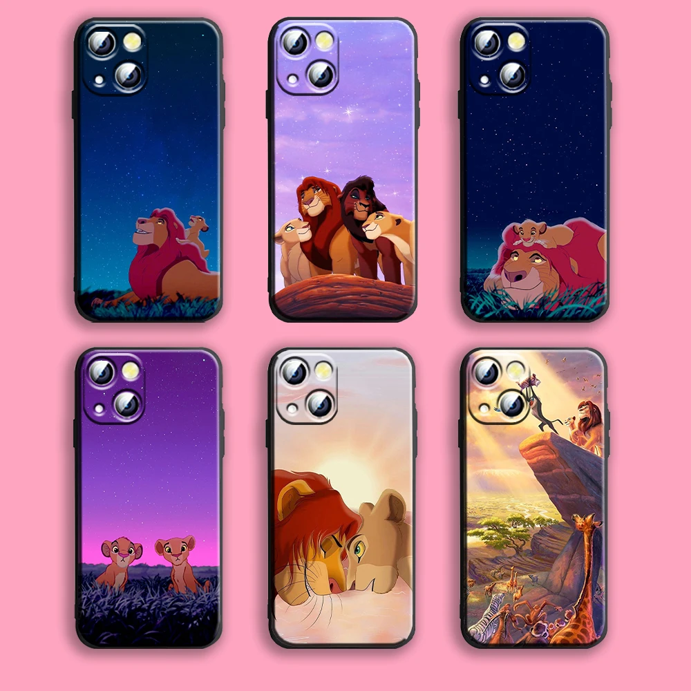 The Lion King Simba Cartoon Apple iPhone Case For 15 14 13 12 11 Mini XS XR X 6S 6 Pro Max Plus Black Soft Cover