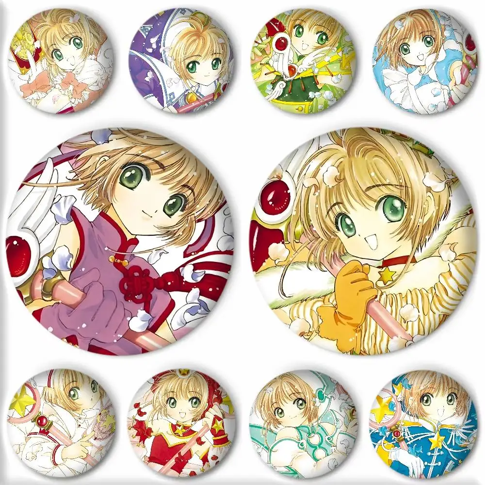 Manga C-Cardcaptor Sakura classic Illustration Badges Round Cosplay Pin Bag Decor Fans Collect Friends Gifts Brooch Souvenir