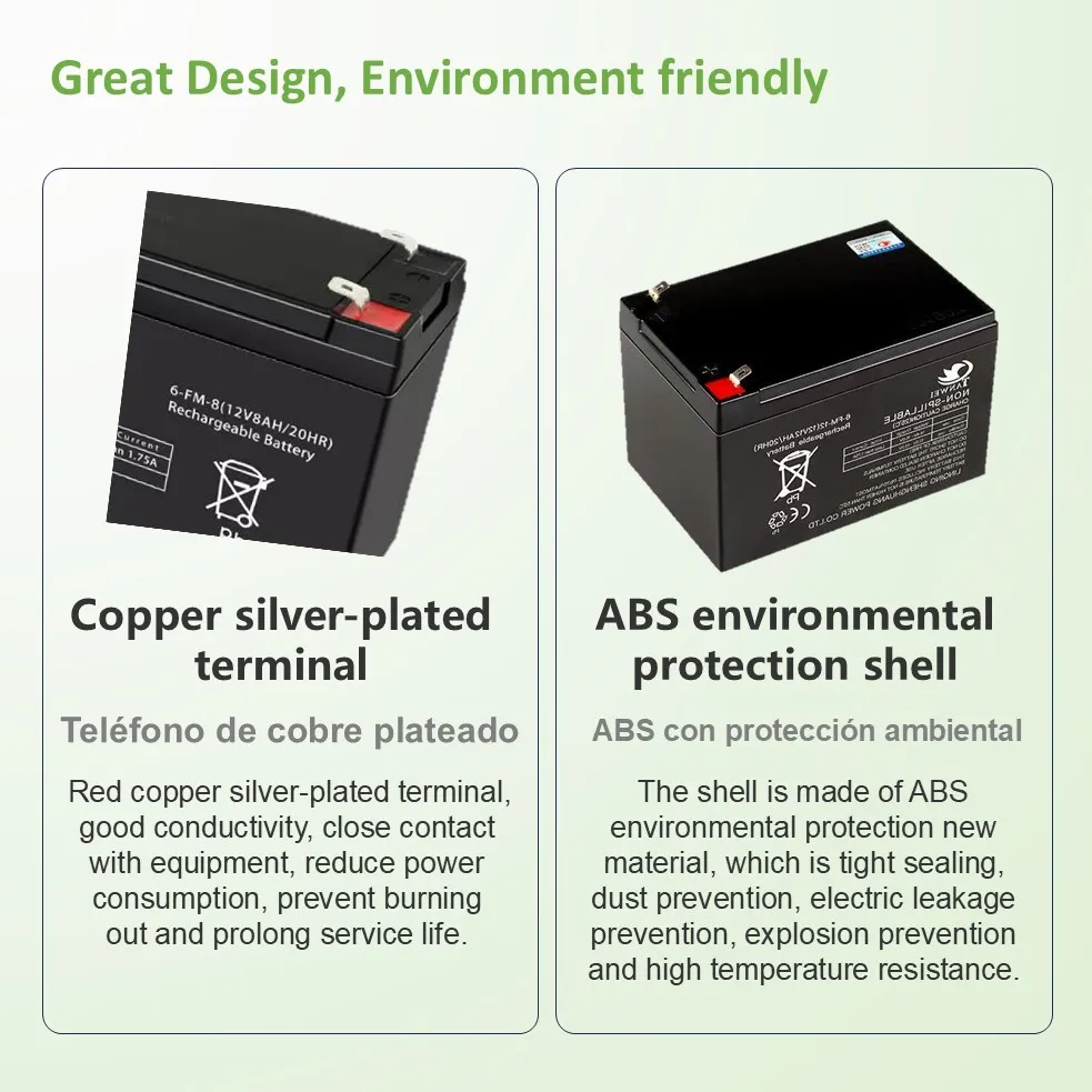 Rechargeable 6V/12V Battery 5Ah/7Ah/8Ah/12Ah Long-lasting Lead-acid Battery for Children's Car,Security Alarm,Sprayer,UPS