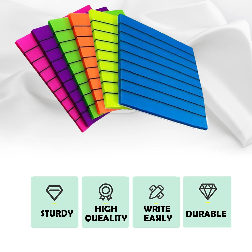 6pcs Practical Meeting Reminders Book For Studying Sticky Notes Stationery Home With Lines Translucent Convenient Self Stick