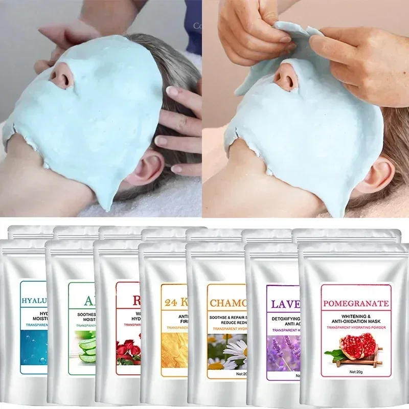 Mascarilla en polvo de 20g, cuidado de la piel facial, blanqueamiento, aceite de Control de colágeno rosa, reduce los poros, hidrata y hidrata, ilumina el tono de la piel