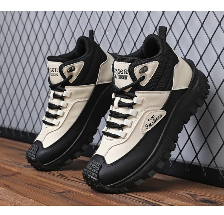 Herren-Outdoor-Wanderschuhe mit Farbblockdesign, bequemem Futter, flexibler, rutschfester, gezahnter Außensohle, hervorragendem Halt, geeignet für Outdoor-Wanderungen, Freizeitaktivitäten, Bergsteigen und Camping. – Detail 20
