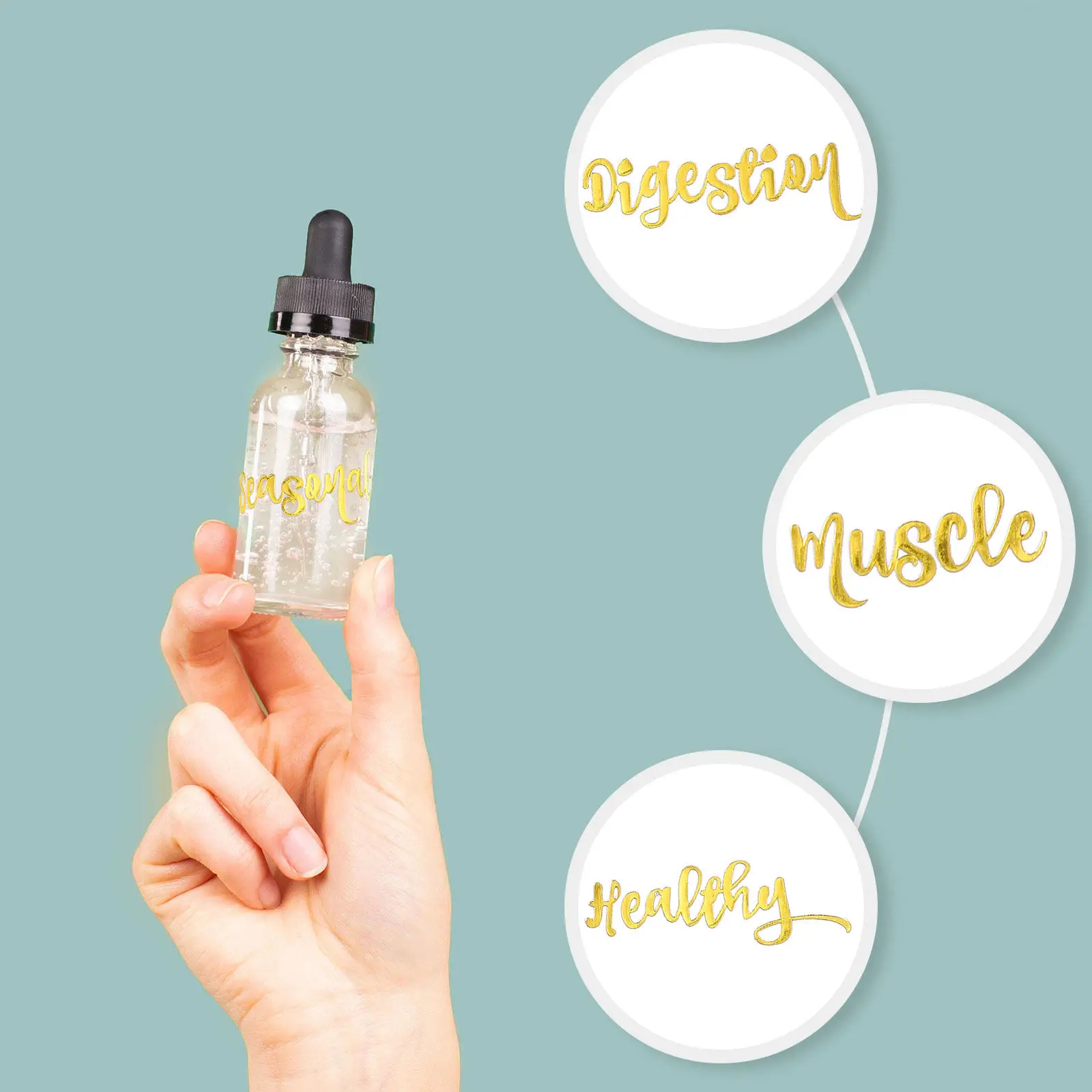 

10 Sheets Essential Oil Bottle Decal Set Waterproof Oil Resistant Labels for Skincare Makeup Routine Bottle Organization