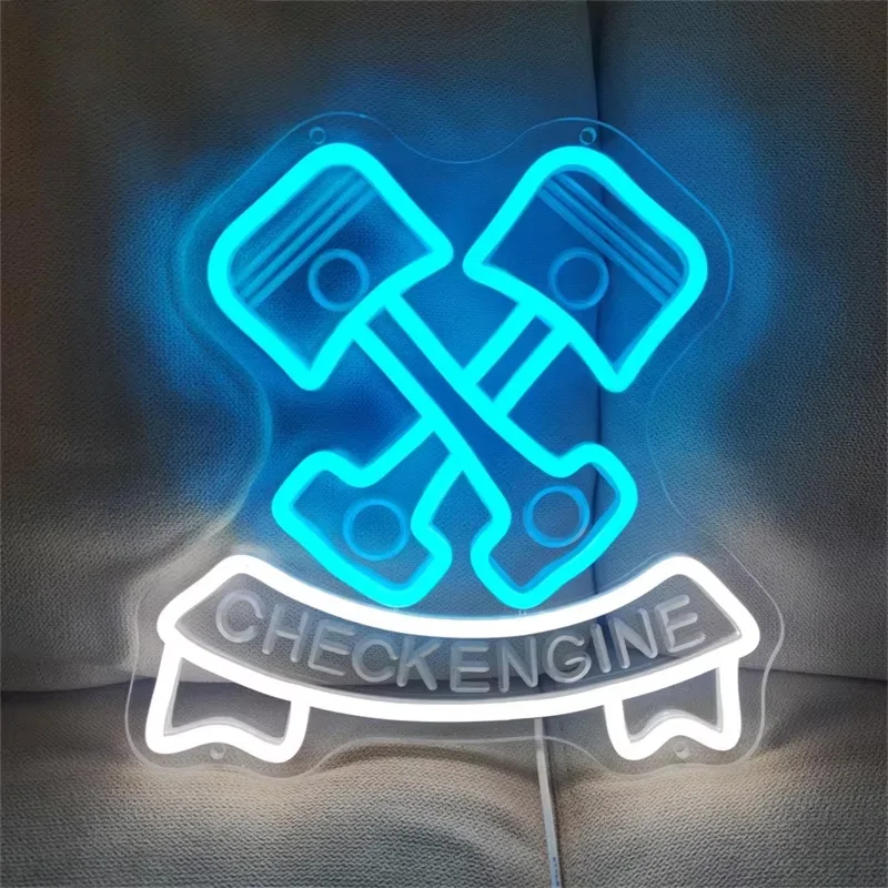 LED Check Engine Neon Signs For Wall Decor Neon Garage Signs Lights For Auto Room 4S Repair Shop Workshop Repair the sign Decor