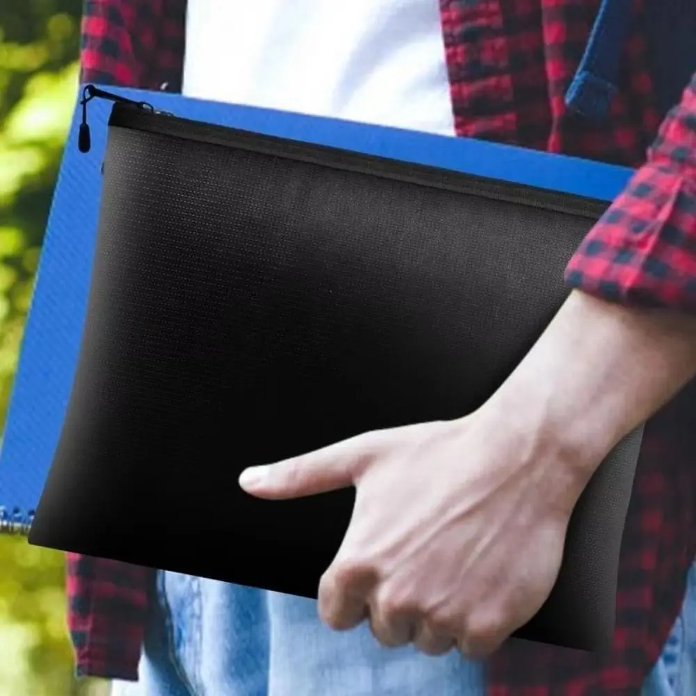 

High Temperature Resistant Fireproof Document Bag with Zipper Square Fire Safe Storage Pouch Multi-Purpose 4 Sizes