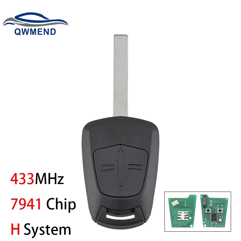 

QWMEND Car Remote Key for Opel/Vauxhall Astra H 2004 - 2009, Zafira B 2005 - 2013 for Opel Car Key Fob 7941 Chip 433mhz