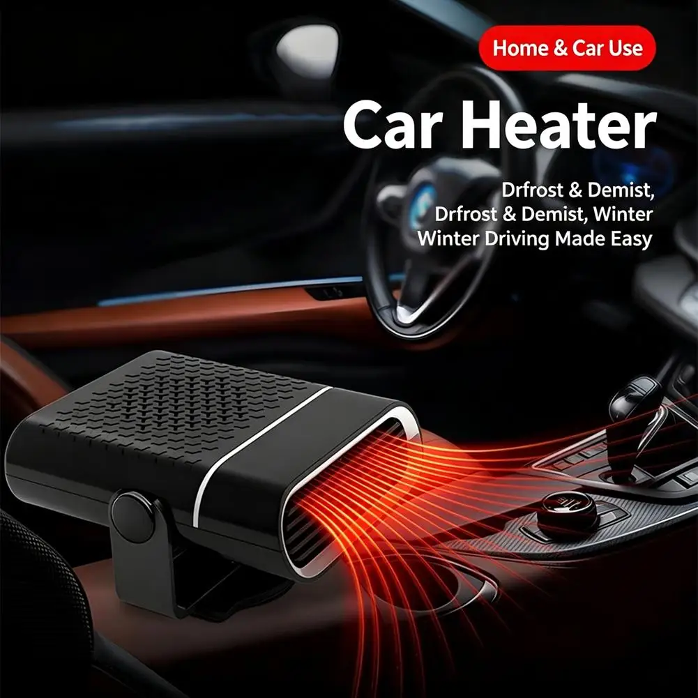 12V/24V Car Heater Fan Fast Defrosting Dashboard Heater with 360° Rotation & Dual Speed, Quiet Winter Demister for Car Auto