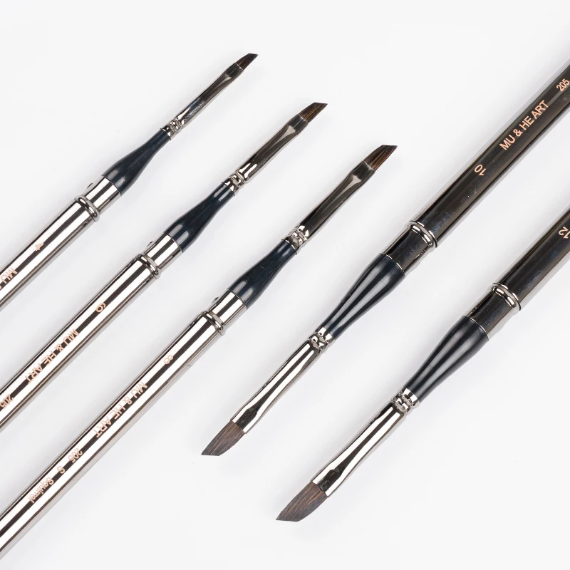 السفر قلم صغير السنجاب الشعر مختلط الفنان المائية اللوحة فرشاة أداة بندقية مطلي غطاء نحاسي مائل رئيس 205S MU HE AR #4