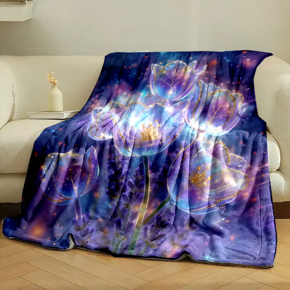 Multi-Sizes Beautiful Crystal Flowers Pint Warm Comfortable Blanket Home Travel Camping for Adults and Kids Luxury Gifts 5